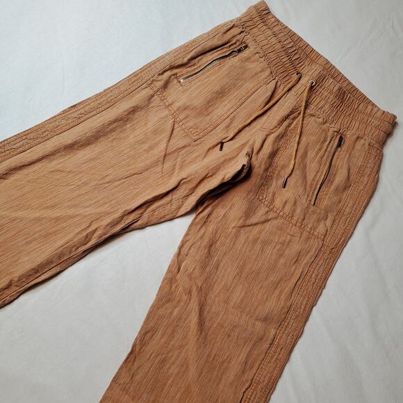 Athleta Women's Size 4P Cabo Linen Textured Wide Leg Pant Brown 657680 - Picture 1 of 9